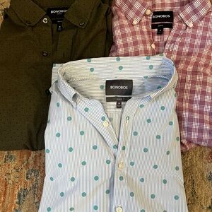 Bonobos Men's Green, Pink, and Blue Shirt Trio